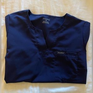Jaanuu one pocket scrub top, navy blue, size medium